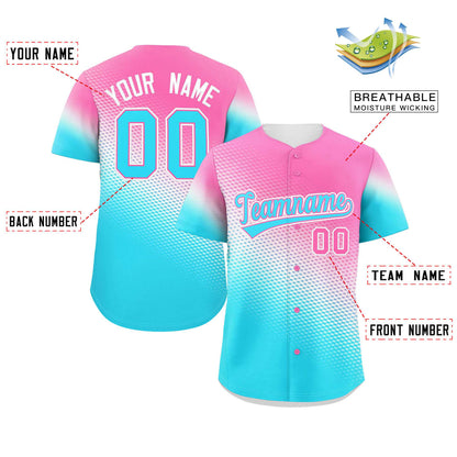 Custom Pink Sky Blue Tiny Spot Gradient Fashion Authentic Baseball Jersey