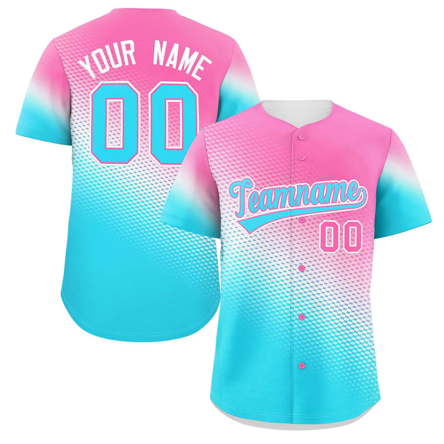 Custom Pink Sky Blue Tiny Spot Gradient Fashion Authentic Baseball Jersey