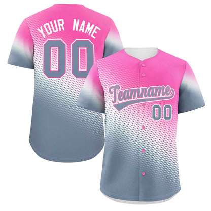 Custom Pink Dark Gray Tiny Spot Gradient Fashion Authentic Baseball Jersey