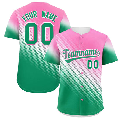 Custom Pink Kelly Green Tiny Spot Gradient Fashion Authentic Baseball Jersey