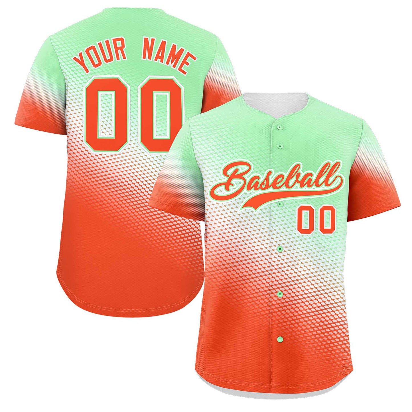 Custom Light Green Orange Tiny Spot Gradient Fashion Authentic Baseball Jersey