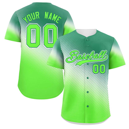 Custom Kelly Green Neon Green Tiny Spot Gradient Fashion Authentic Baseball Jersey