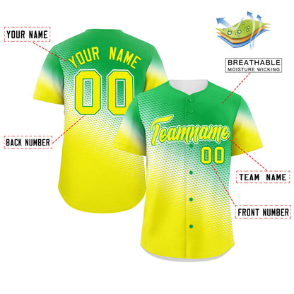 Custom Kelly Green Gold Tiny Spot Gradient Fashion Authentic Baseball Jersey