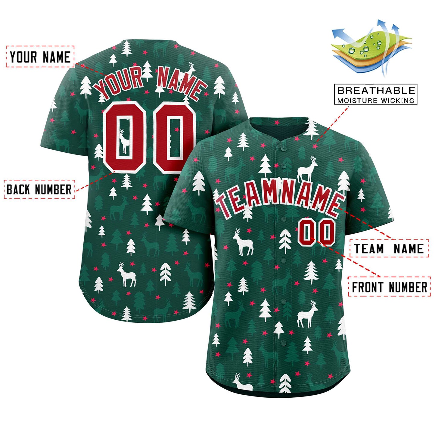 Custom Green White Christmas Graffiti Pattern Authentic Baseball Jersey