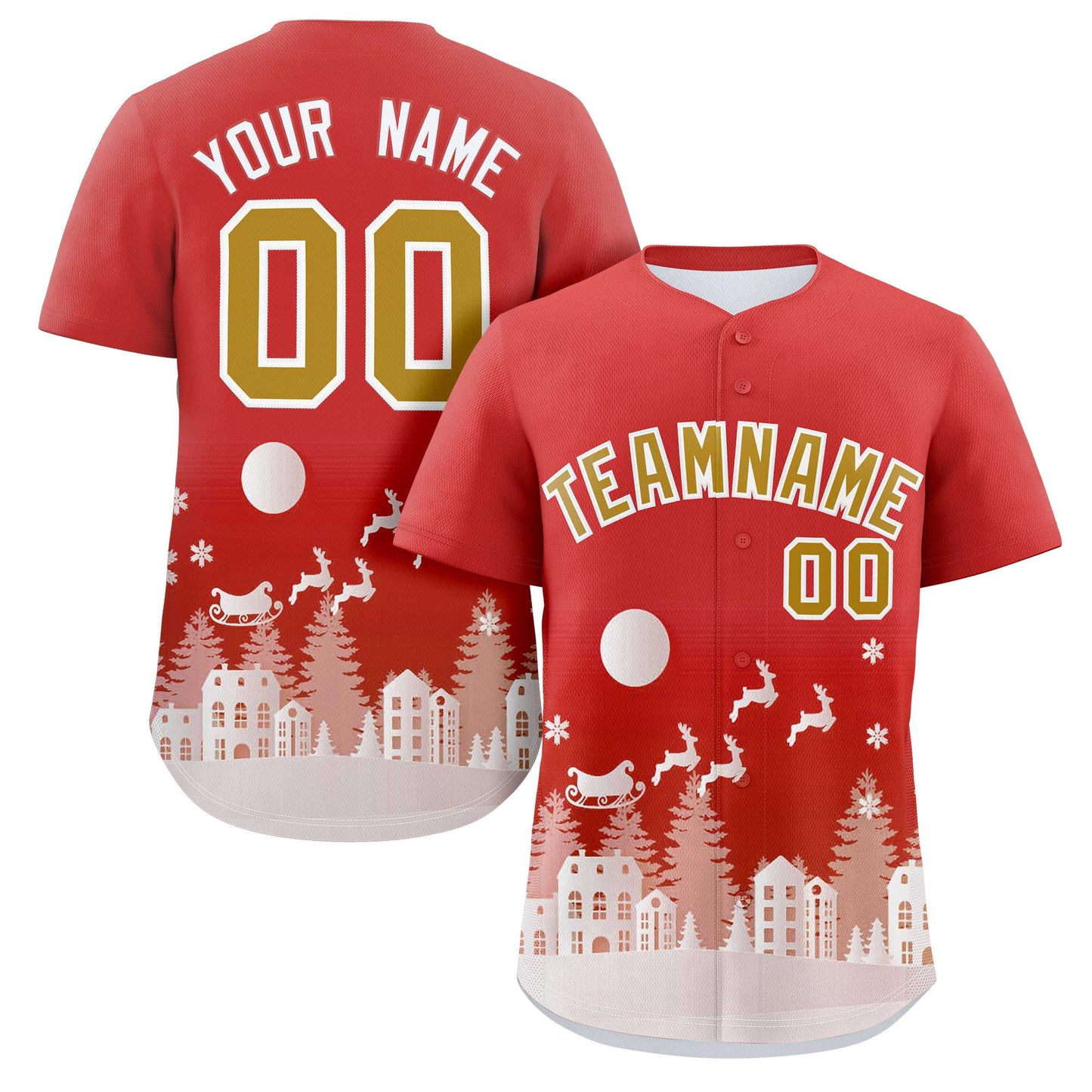 Custom Red White Christmas Graffiti Pattern Authentic Baseball Jersey