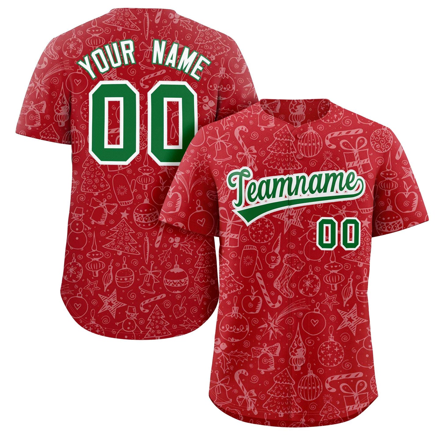 Custom Red Christmas Graffiti Pattern Authentic Baseball Jersey