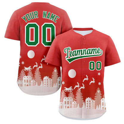 Custom Red White Christmas Graffiti Pattern Authentic Baseball Jersey