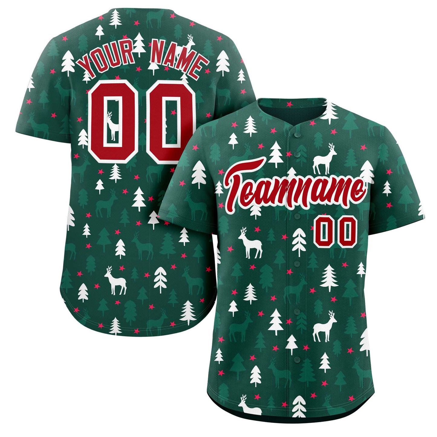 Custom Green White Christmas Graffiti Pattern Authentic Baseball Jersey