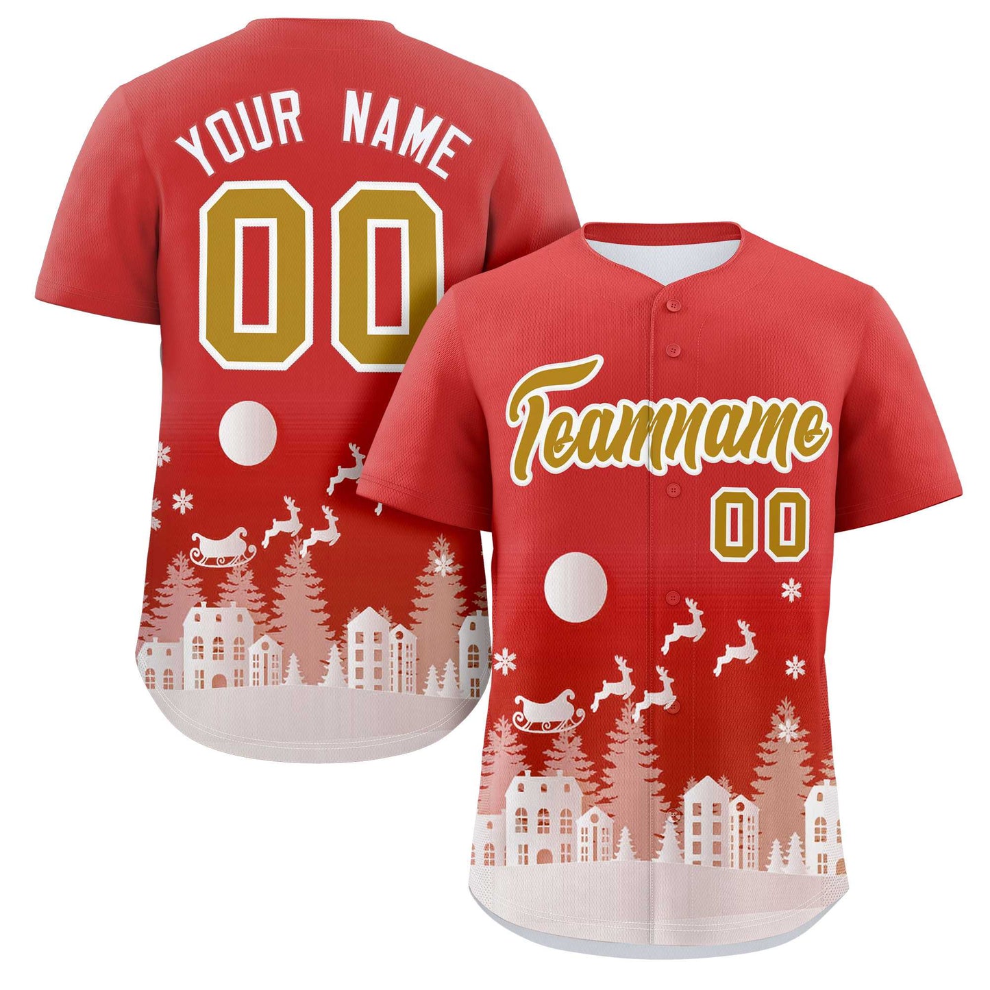 Custom Red White Christmas Graffiti Pattern Authentic Baseball Jersey