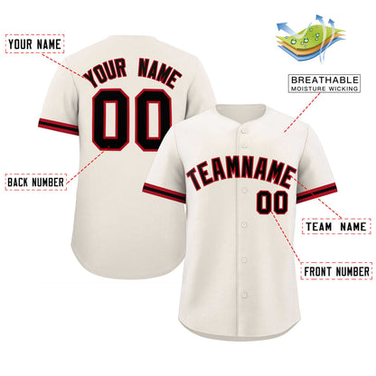 Custom Cream Black Full Button Design Authentic Baseball Jersey