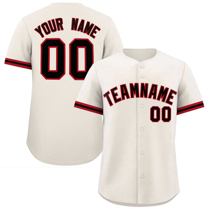 Custom Cream Black Full Button Design Authentic Baseball Jersey