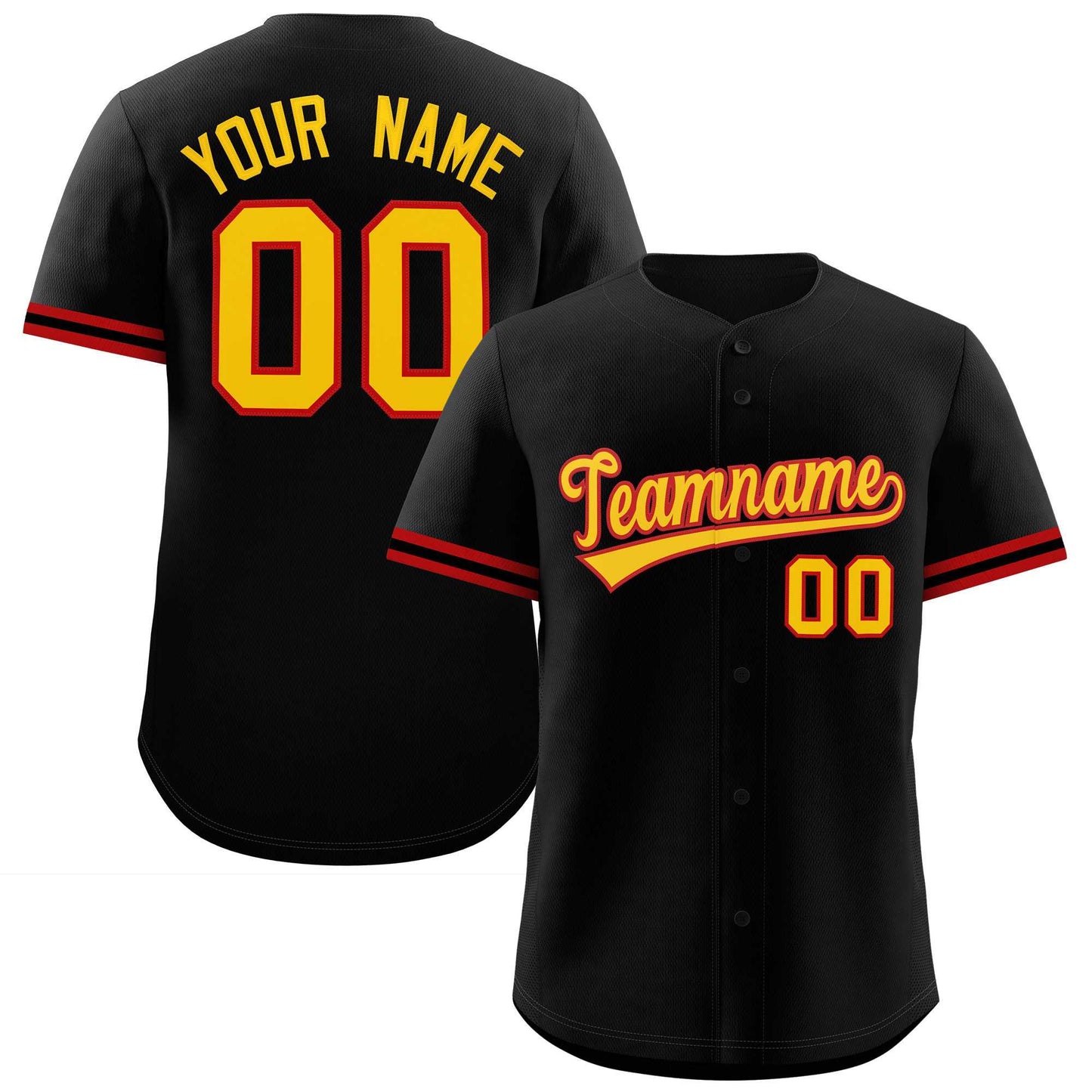 Custom Black Gold Full Button Design Authentic Baseball Jersey