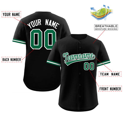 Custom Black Kelly Green Full Button Design Authentic Baseball Jersey