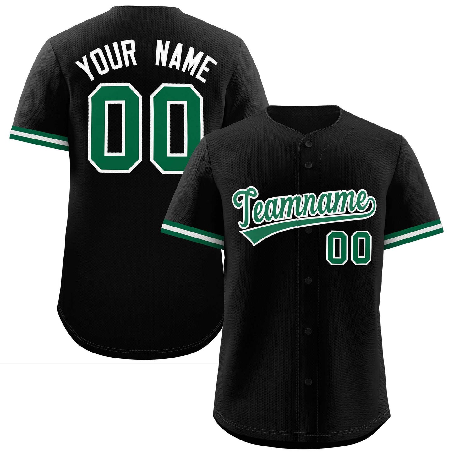 Custom Black Kelly Green Full Button Design Authentic Baseball Jersey