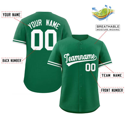 Custom Kelly Green White Full Button Design Authentic Baseball Jersey