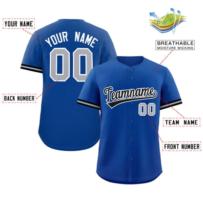 Custom Royal Black Full Button Design Authentic Baseball Jersey