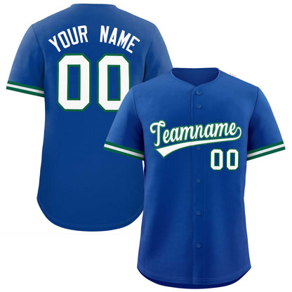 Custom Royal White Full Button Design Authentic Baseball Jersey