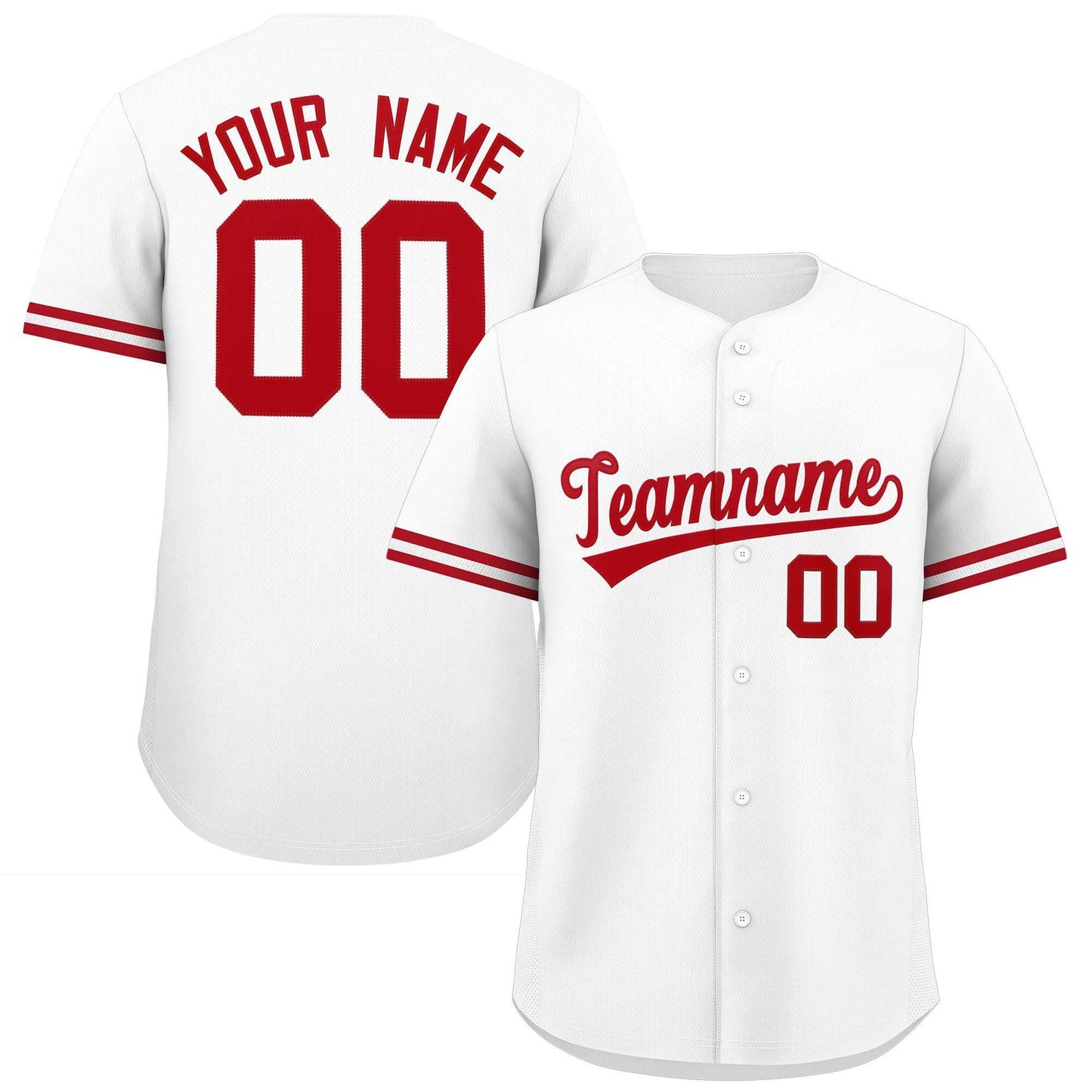 Custom White Red Full Button Design Authentic Baseball Jersey