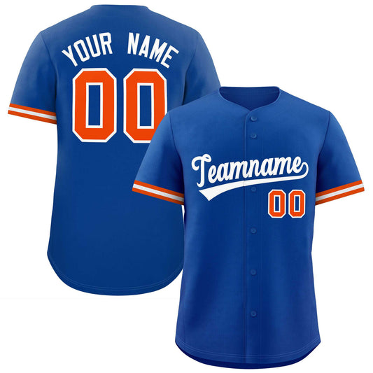 Custom Royal White Full Button Design Authentic Baseball Jersey