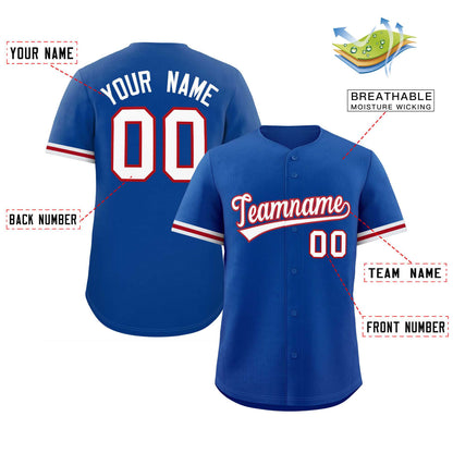 Custom Royal White Full Button Design Authentic Baseball Jersey