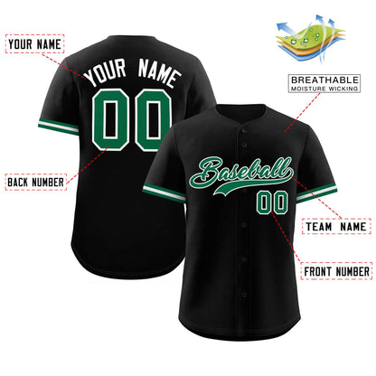 Custom Black Kelly Green Full Button Design Authentic Baseball Jersey