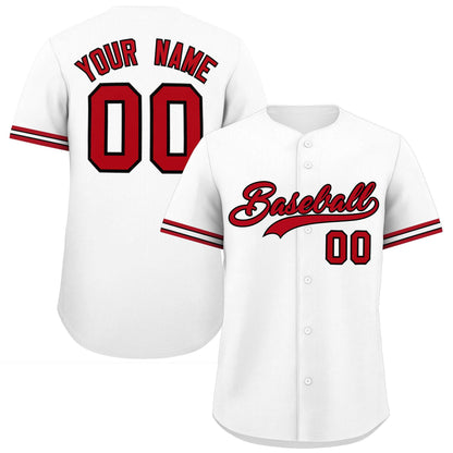 Custom White Red Full Button Design Authentic Baseball Jersey