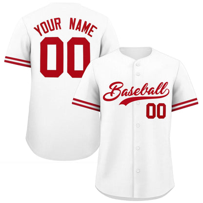 Custom White Red Full Button Design Authentic Baseball Jersey