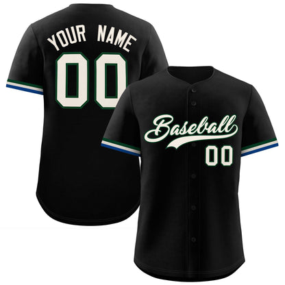 Custom Black Cream Full Button Design Authentic Baseball Jersey