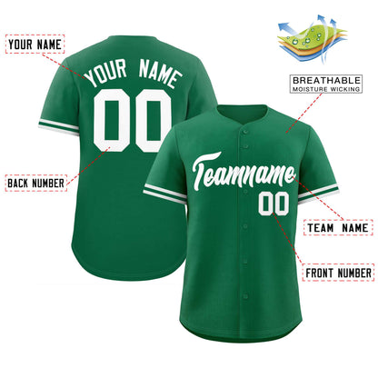 Custom Kelly Green White Full Button Design Authentic Baseball Jersey