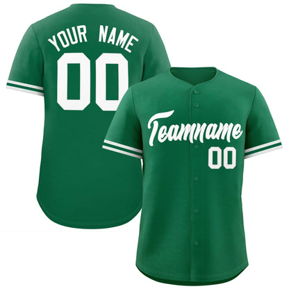 Custom Kelly Green White Full Button Design Authentic Baseball Jersey