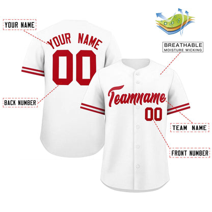 Custom White Red Full Button Design Authentic Baseball Jersey