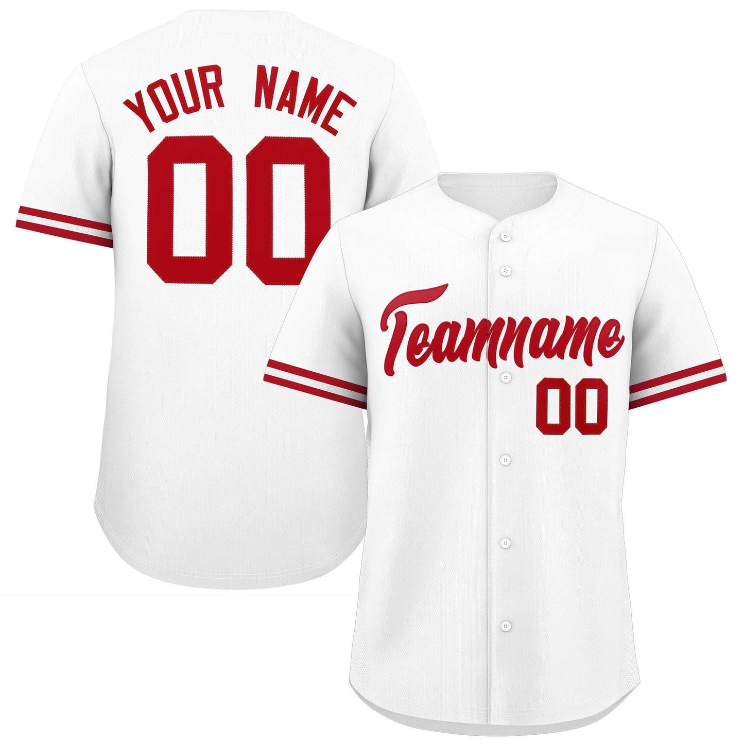 Custom White Red Full Button Design Authentic Baseball Jersey