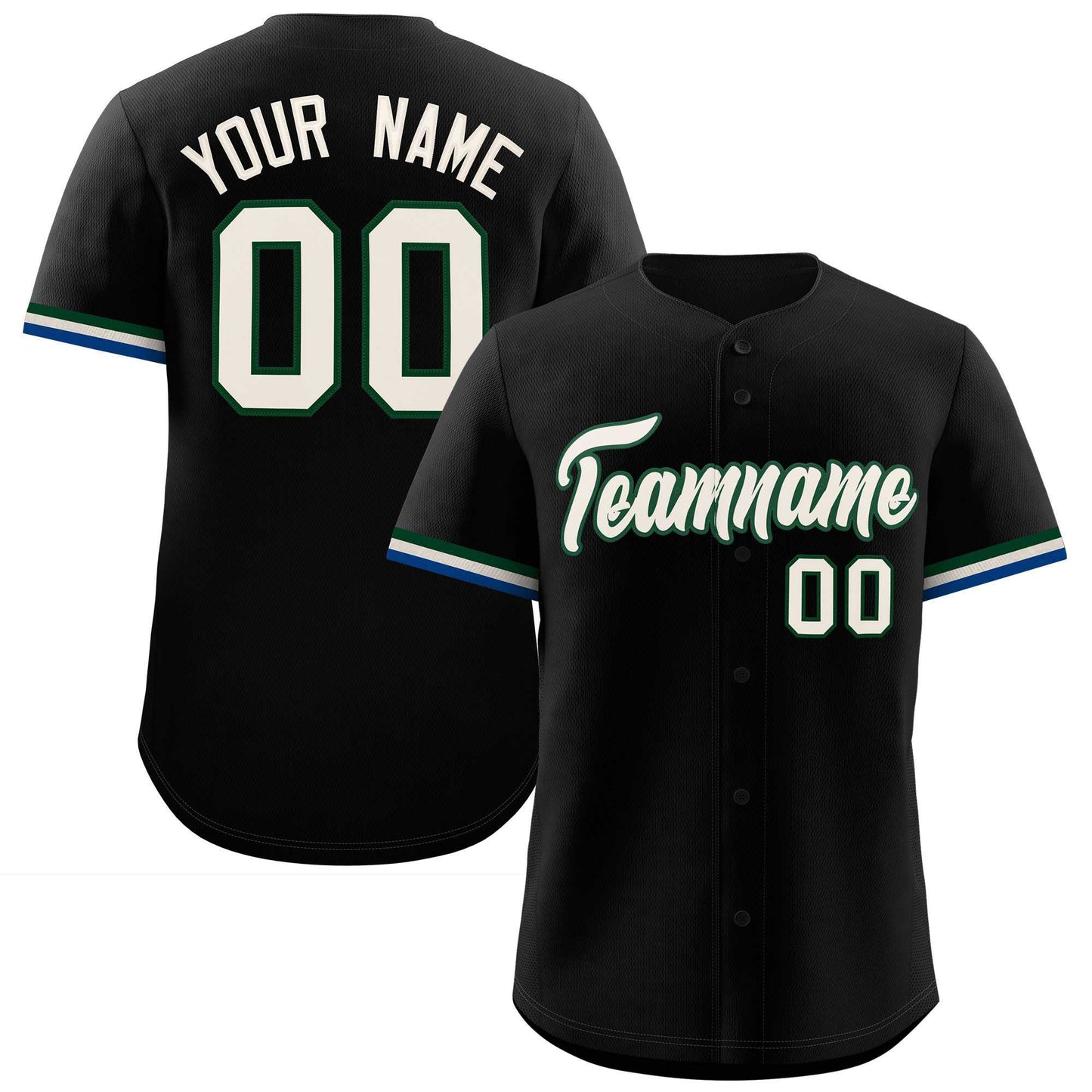 Custom Black Cream Full Button Design Authentic Baseball Jersey