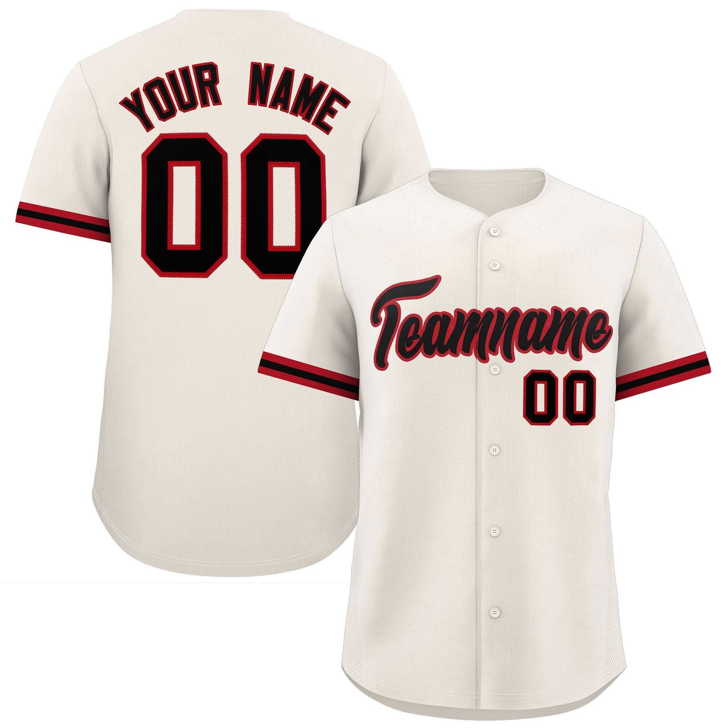 Custom Cream Black Full Button Design Authentic Baseball Jersey