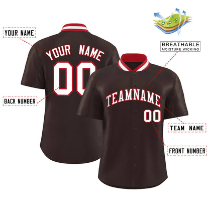 Custom Brown Classic Style Authentic Stand Collar Baseball Jersey