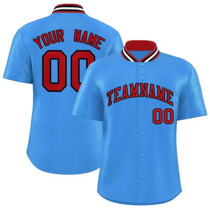 Custom Powder Blue Classic Style Authentic Stand Collar Baseball Jersey