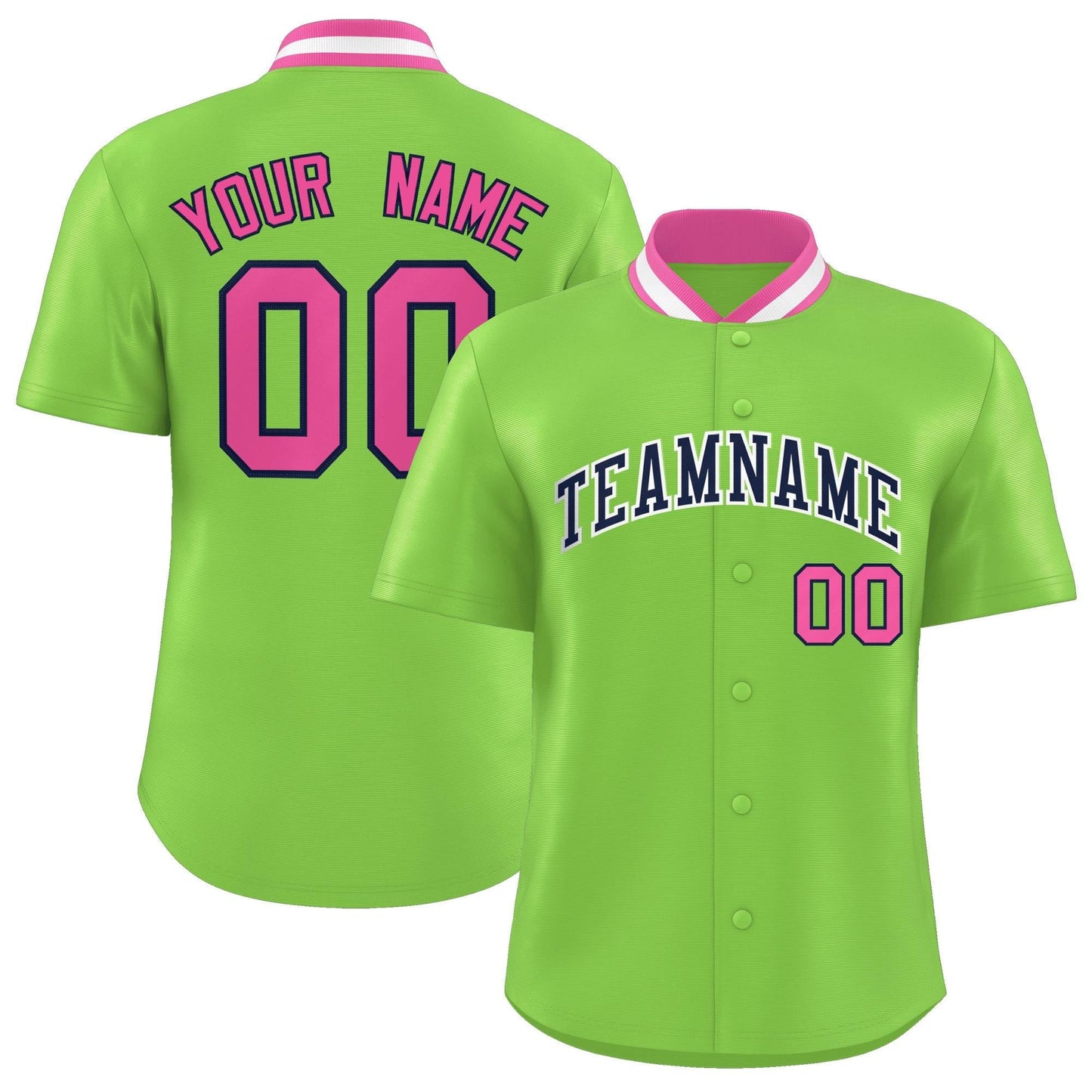 Custom Neon Green Classic Style Authentic Stand Collar Baseball Jersey