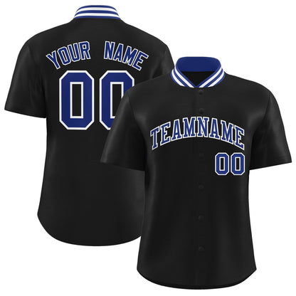 Custom Black Classic Style Authentic Stand Collar Baseball Jersey