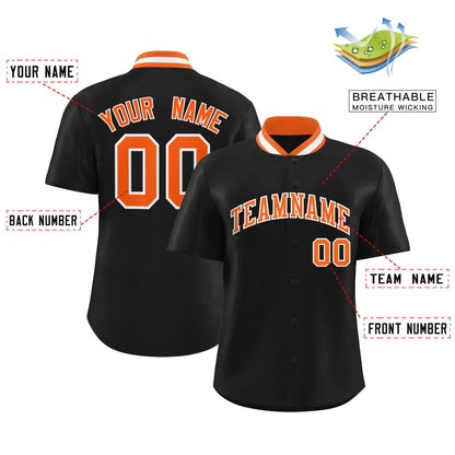 Custom Black Classic Style Authentic Stand Collar Baseball Jersey