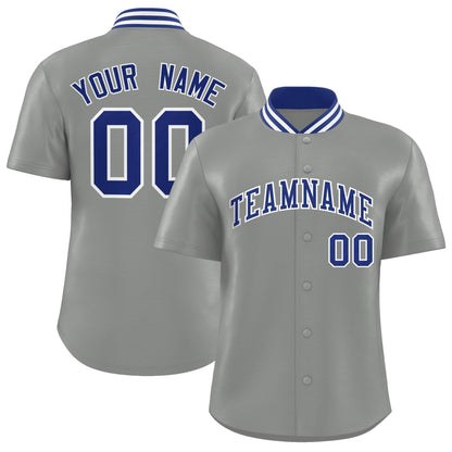 Custom Gray Classic Style Authentic Stand Collar Baseball Jersey