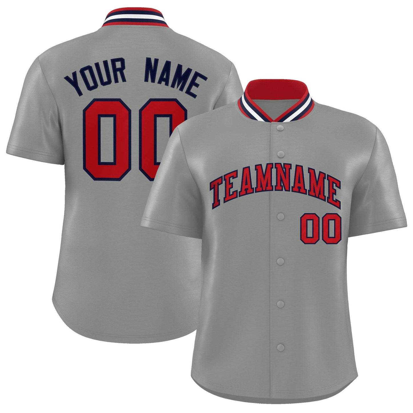 Custom Gray Classic Style Authentic Stand Collar Baseball Jersey