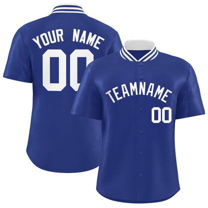 Custom Royal Classic Style Authentic Stand Collar Baseball Jersey