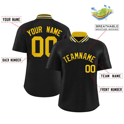 Custom Black Classic Style Authentic Stand Collar Baseball Jersey