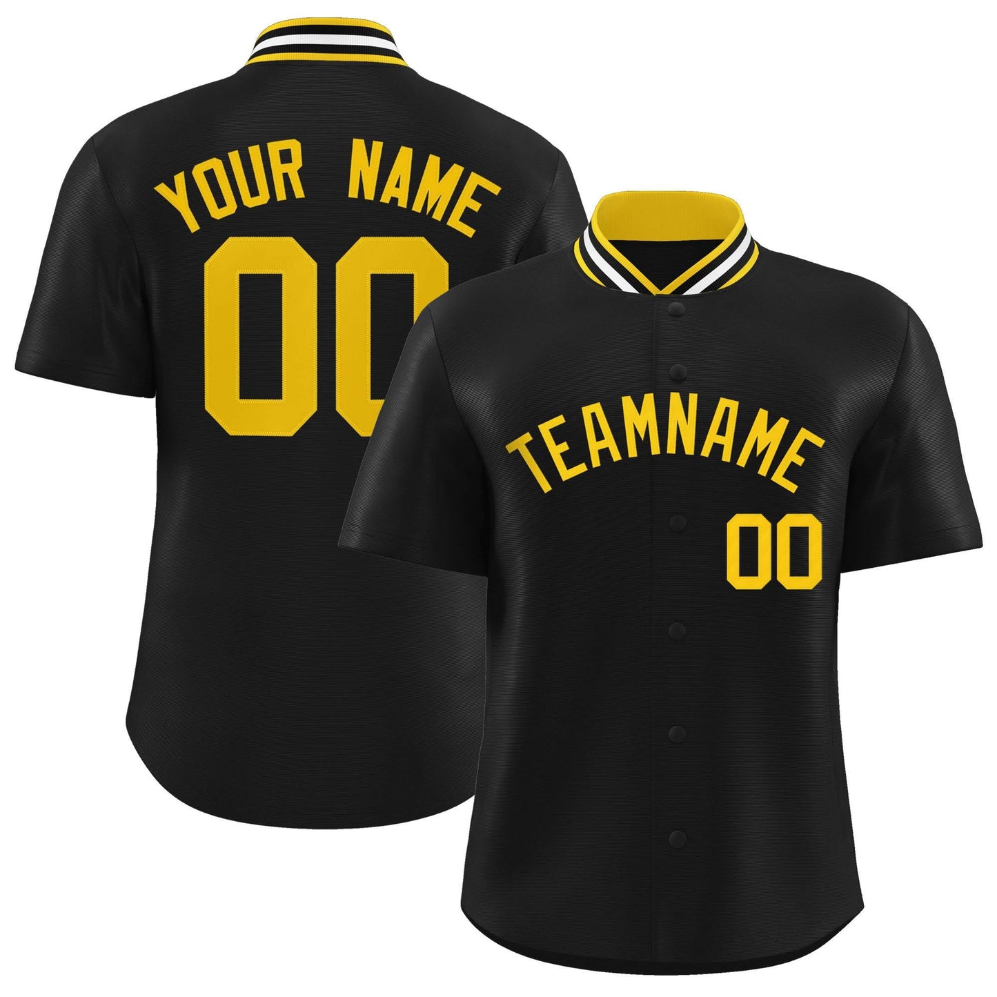 Custom Black Classic Style Authentic Stand Collar Baseball Jersey