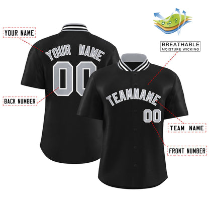 Custom Black Classic Style Authentic Stand Collar Baseball Jersey