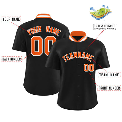 Custom Black Classic Style Authentic Stand Collar Baseball Jersey