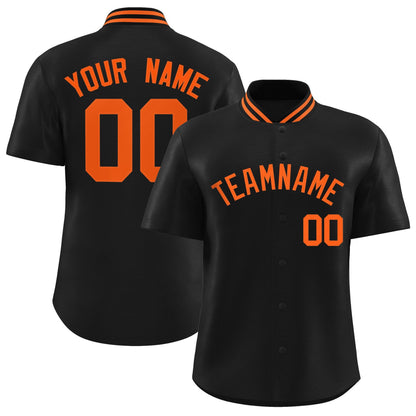 Custom Black Classic Style Authentic Stand Collar Baseball Jersey