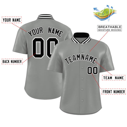 Custom Gray Classic Style Authentic Stand Collar Baseball Jersey