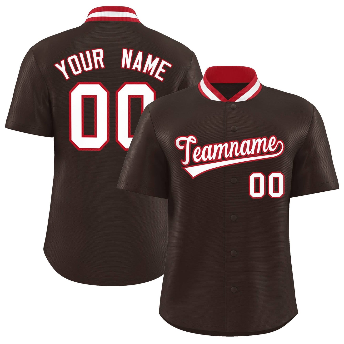 Custom Brown Classic Style Authentic Stand Collar Baseball Jersey