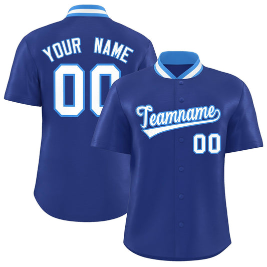 Custom Royal Classic Style Authentic Stand Collar Baseball Jersey